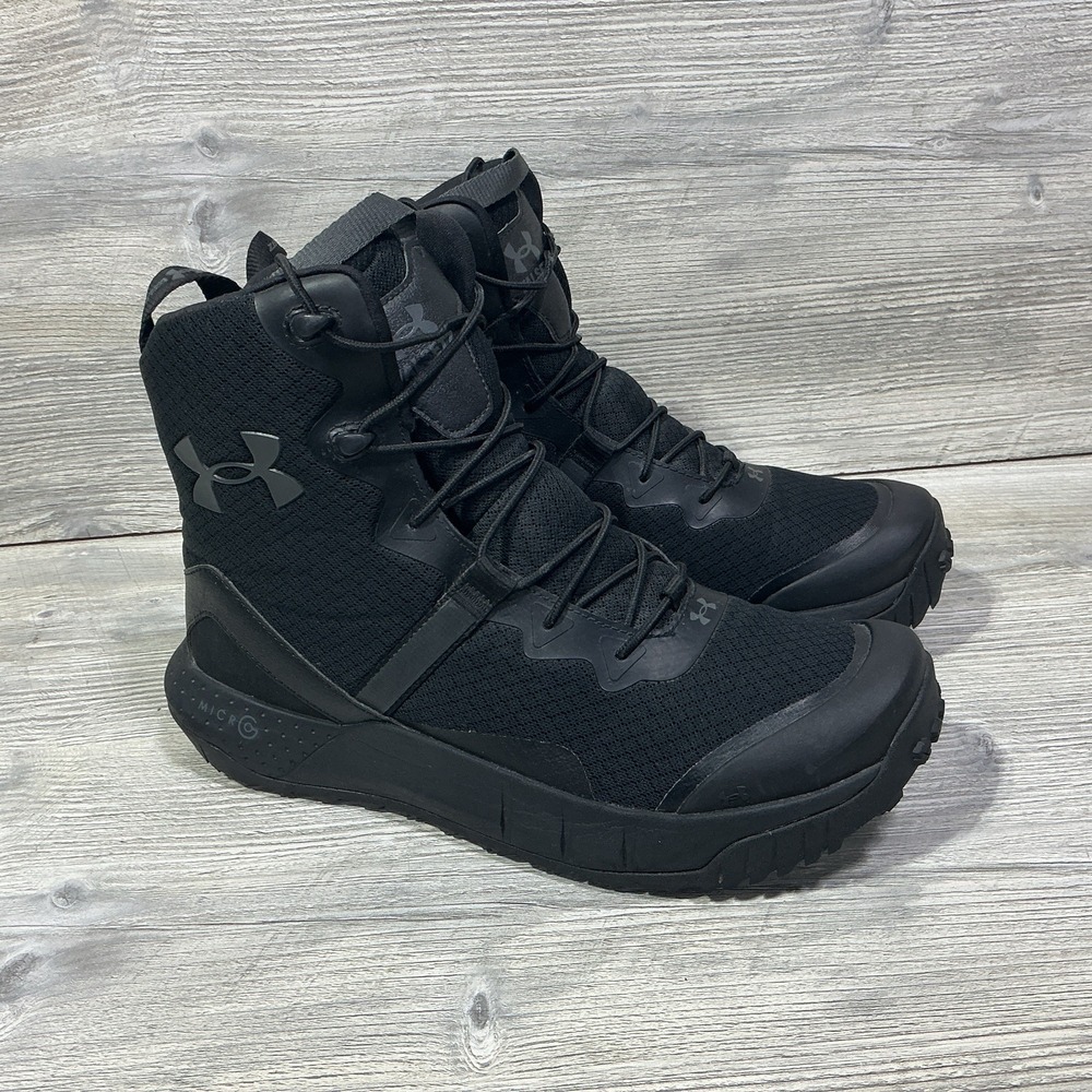 Under Armour Micro G Valsetz Zip Tactical Boots Men's Triple Black Lace-Up US 11